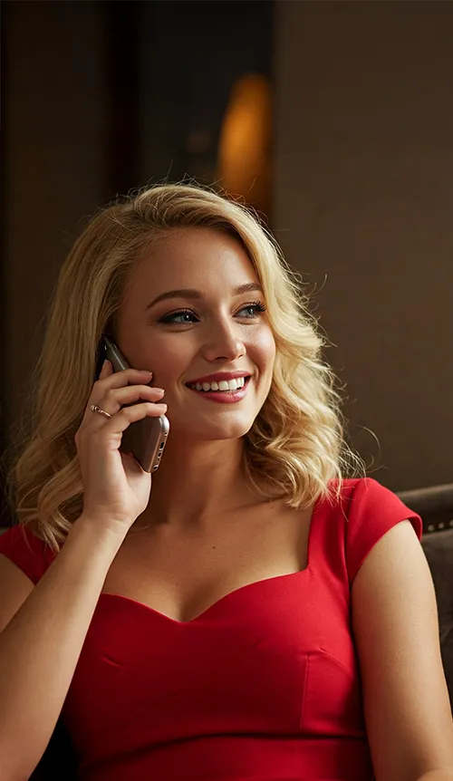 Kapcsolat telefonáló hölgy